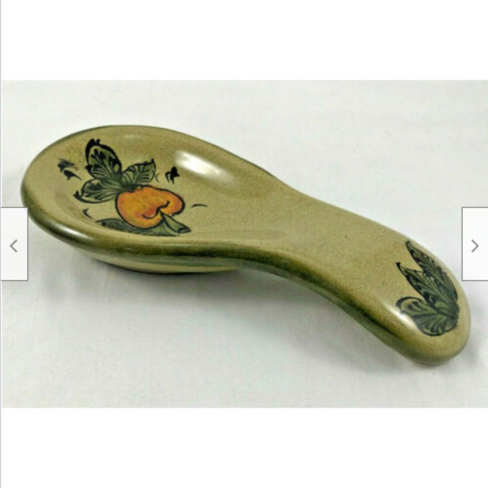 Mexican Pottery Kitchen Spoon Rest Castillo Hand Painted Apple Design